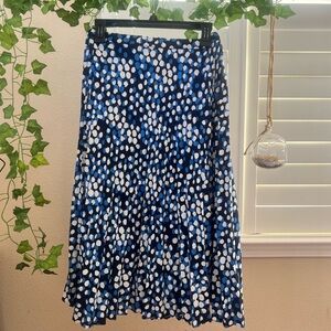 Nordstrom Halogen Blue Polka Dot Pleated Midi Skirt XXS Petite